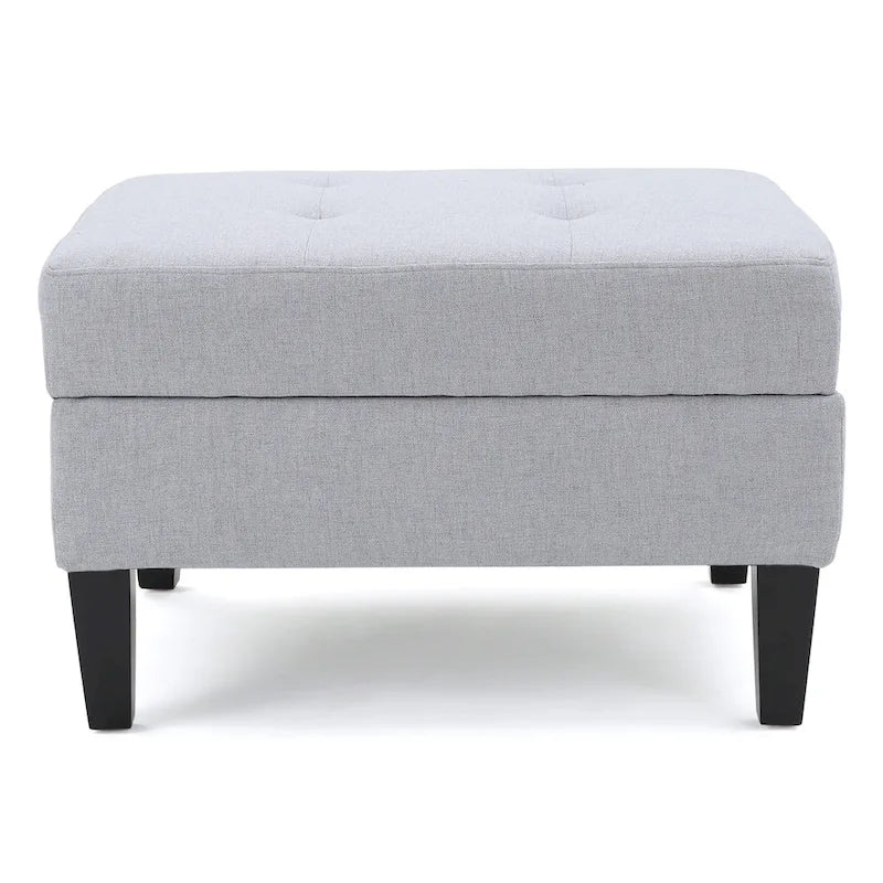 Pouf de rangement contemporain Tufted Waffle Stitch avec pieds en bouleau