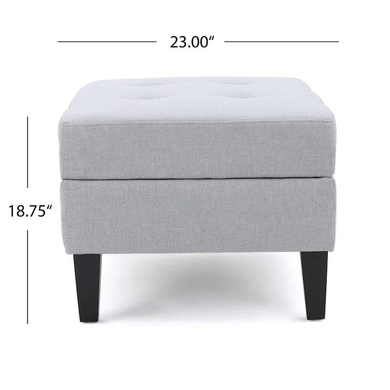 Pouf de rangement contemporain Tufted Waffle Stitch avec pieds en bouleau