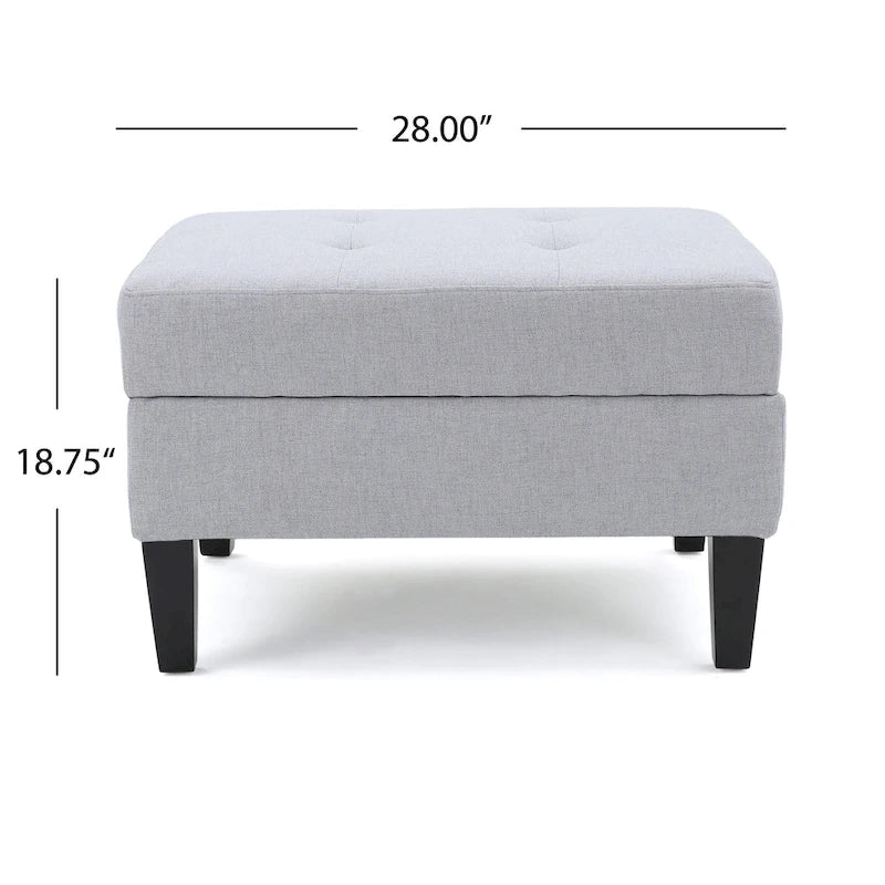 Pouf de rangement contemporain Tufted Waffle Stitch avec pieds en bouleau