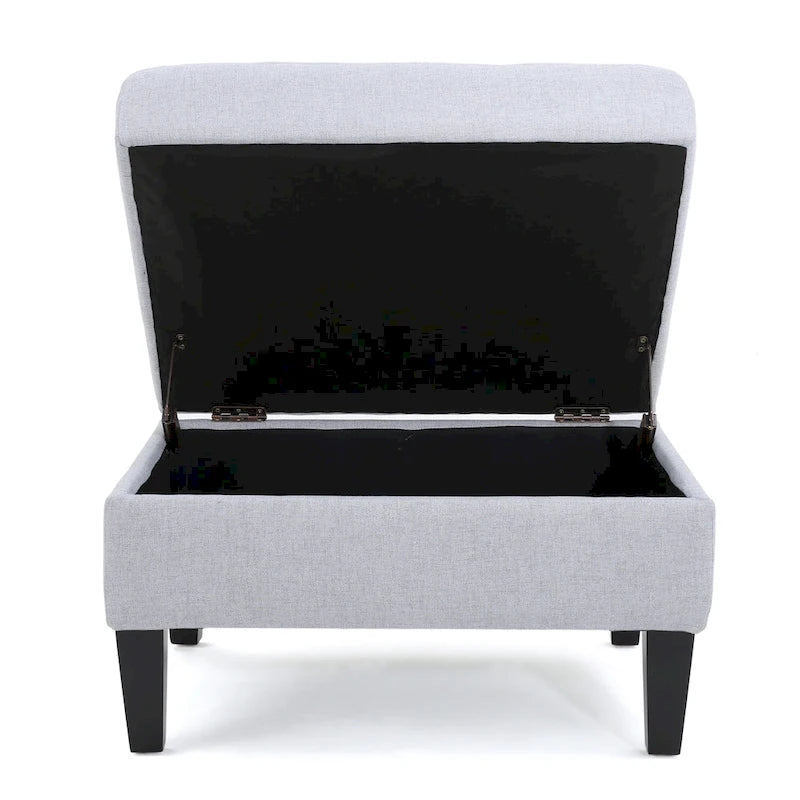 Pouf de rangement contemporain Tufted Waffle Stitch avec pieds en bouleau