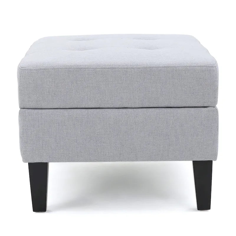 Pouf de rangement contemporain Tufted Waffle Stitch avec pieds en bouleau