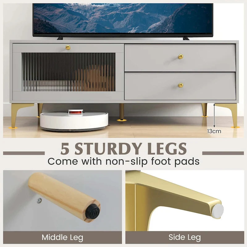 Meuble TV moderne pour téléviseurs de 55 pouces avec placard à porte abattante