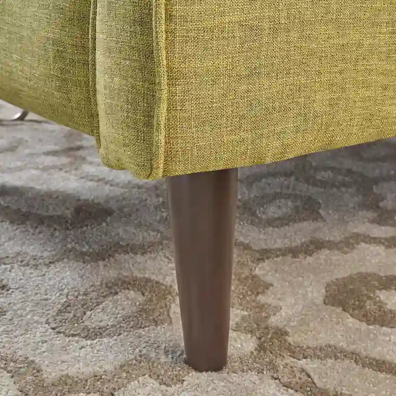Fauteuil inclinable inclinable à dossier poussant en tissu vert du milieu du siècle avec repose-pieds, dossier capitonné et pieds en bois de hêtre
