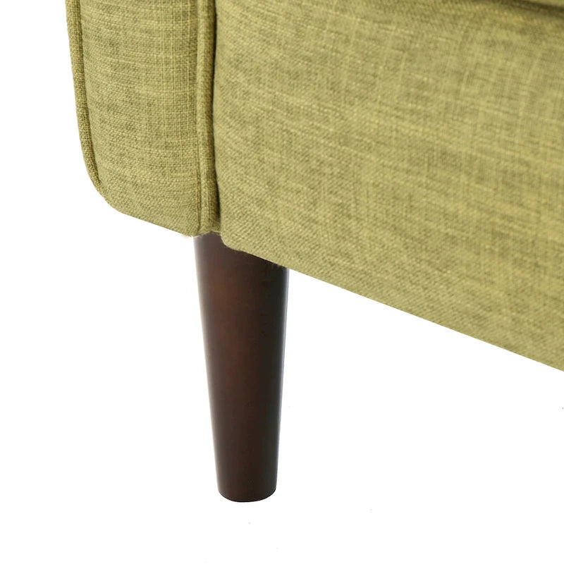 Fauteuil inclinable inclinable à dossier poussant en tissu vert du milieu du siècle avec repose-pieds, dossier capitonné et pieds en bois de hêtre
