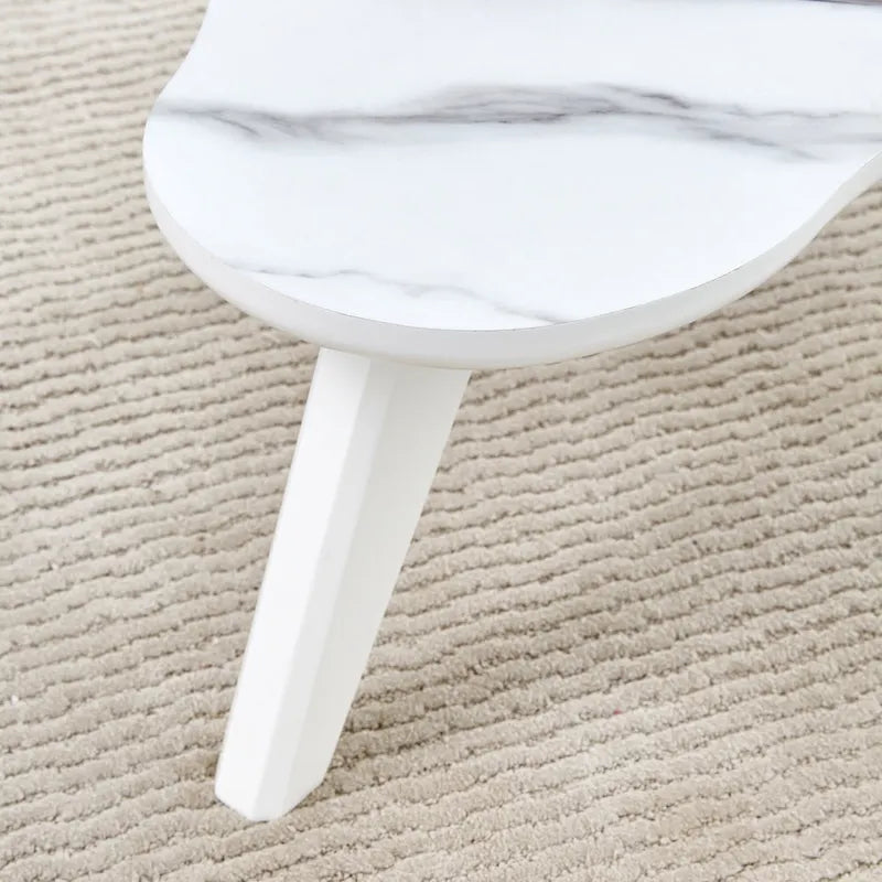 Table basse moderne en forme de nuage avec pieds en bois massif et panneau MDF pour salon