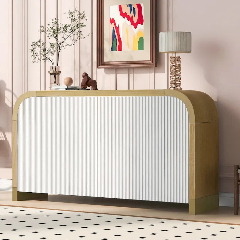Armoire moderne à 4 portes avec étagères réglables pour bureau, salon et entrée