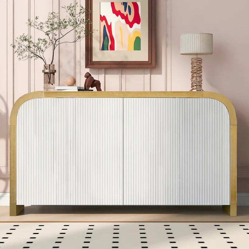 Armoire moderne à 4 portes avec étagères réglables pour bureau, salon et entrée