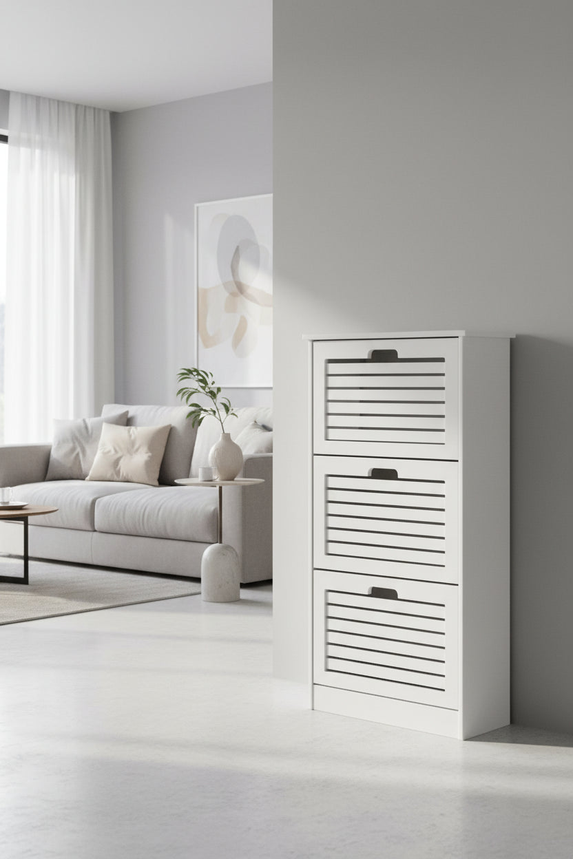 3-flip-door Wooden Shoe Cabinet - 9.45 x 20.94 x 43.11
