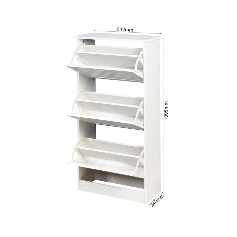 Meuble à chaussures 3 abattants en bois - 9,45 x 20,94 x 43,11