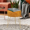 Tabouret rond ottoman en velours avec pieds en métal doré