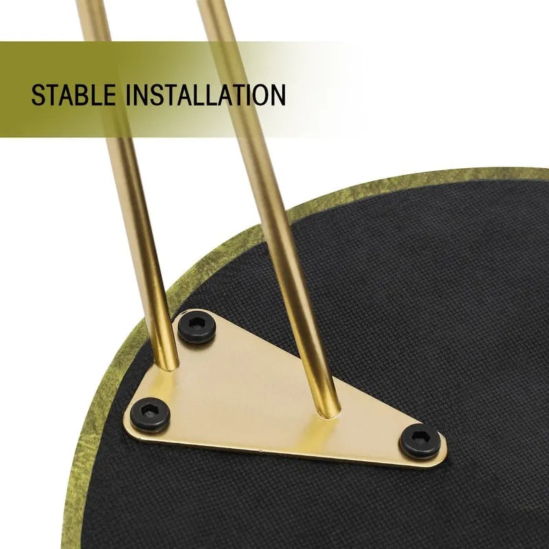 Tabouret rond ottoman en velours avec pieds en métal doré