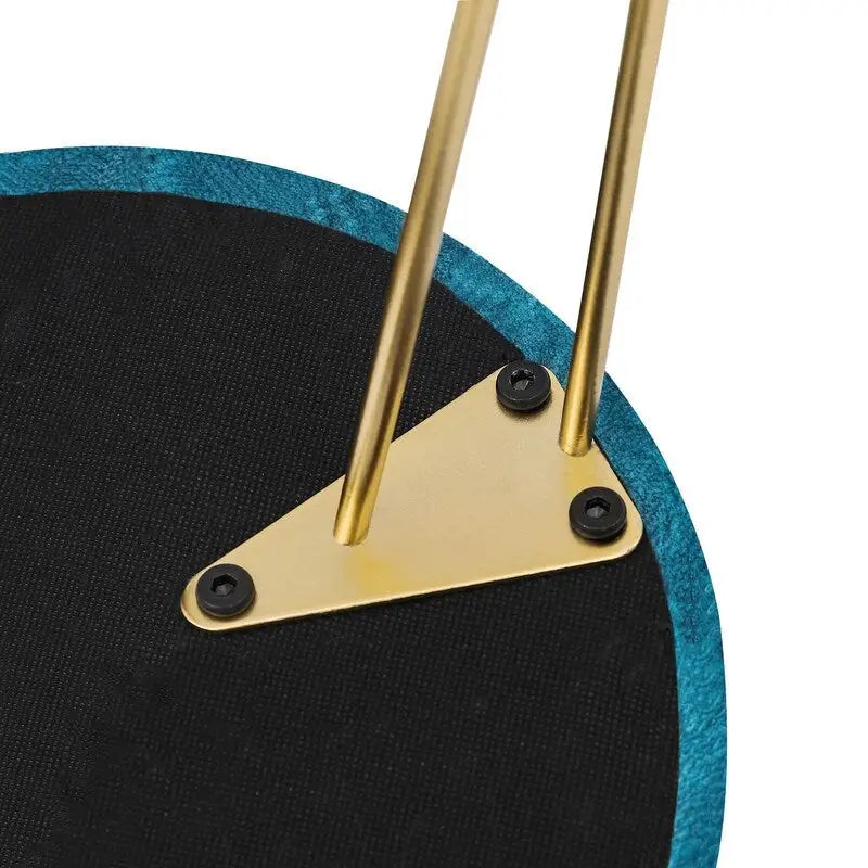 Tabouret rond ottoman en velours avec pieds en métal doré