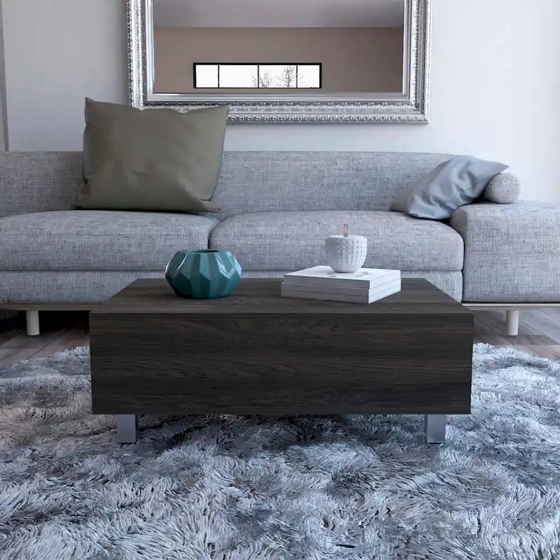 Table basse Boston relevable avec compartiment de rangement dissimulé