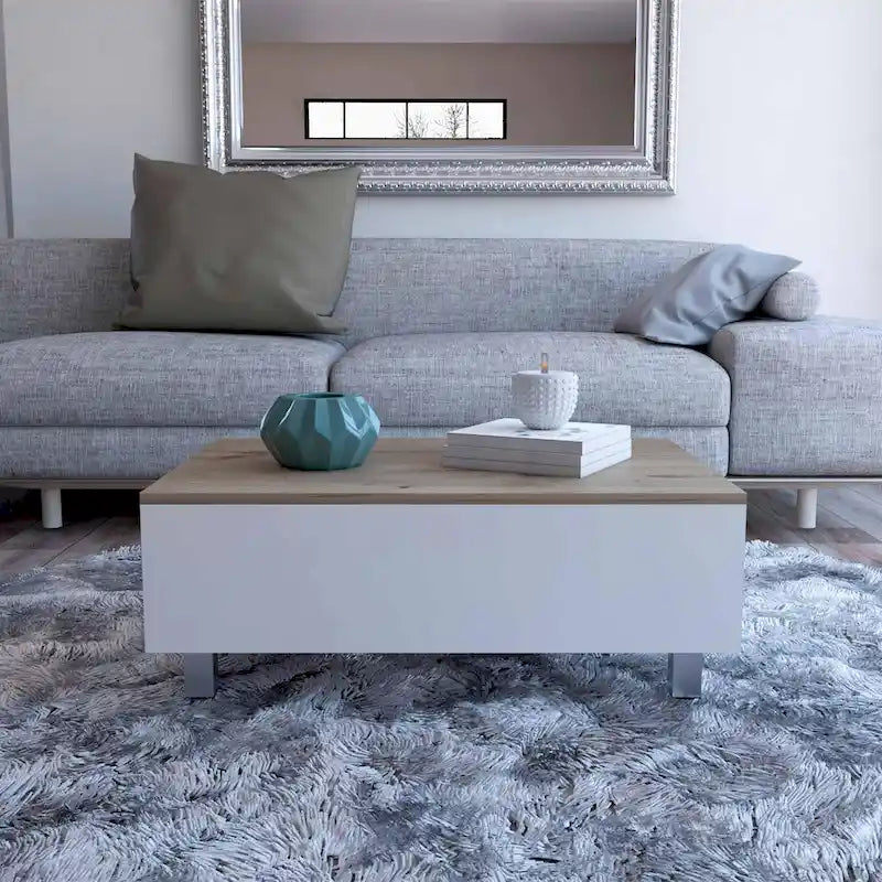 Table basse Boston relevable avec compartiment de rangement dissimulé
