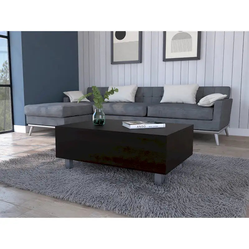 Table basse Boston relevable avec compartiment de rangement dissimulé