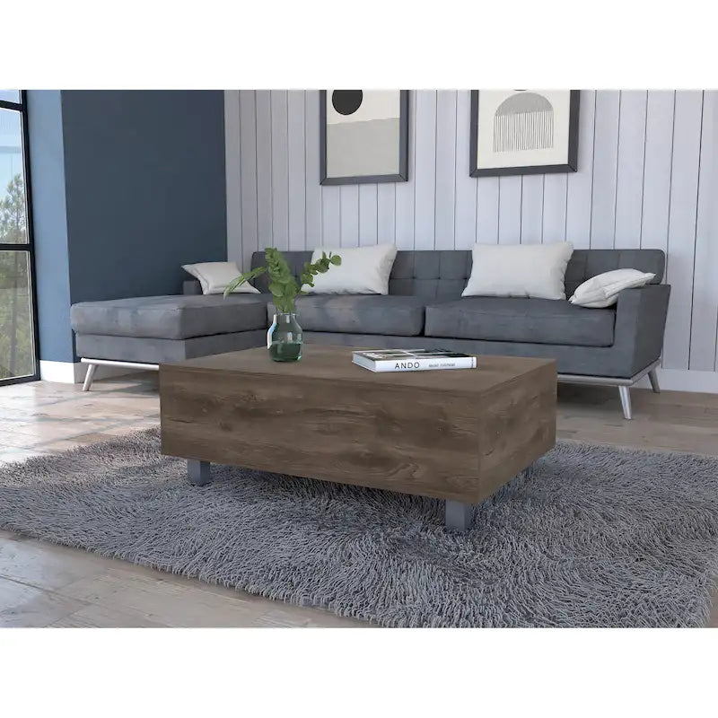 Table basse Boston relevable avec compartiment de rangement dissimulé