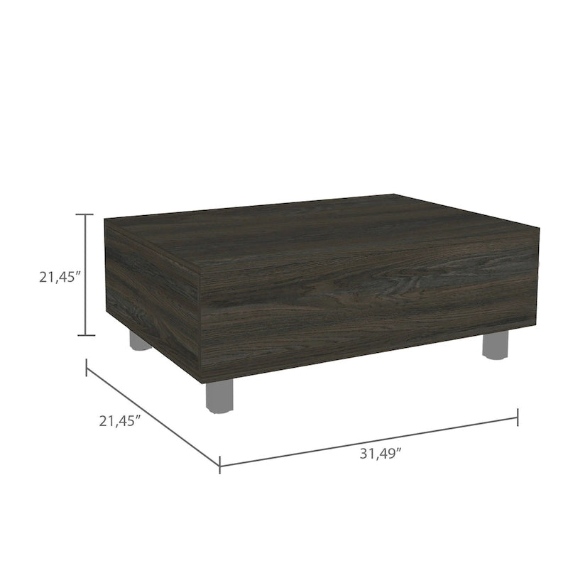 Table basse Boston relevable avec compartiment de rangement dissimulé