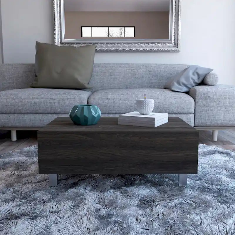 Table basse Boston relevable avec compartiment de rangement dissimulé