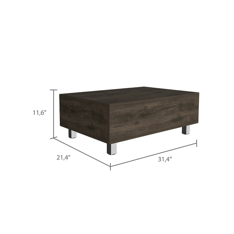 Table basse Boston relevable avec compartiment de rangement dissimulé