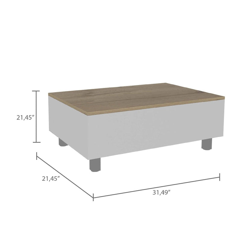 Table basse Boston relevable avec compartiment de rangement dissimulé