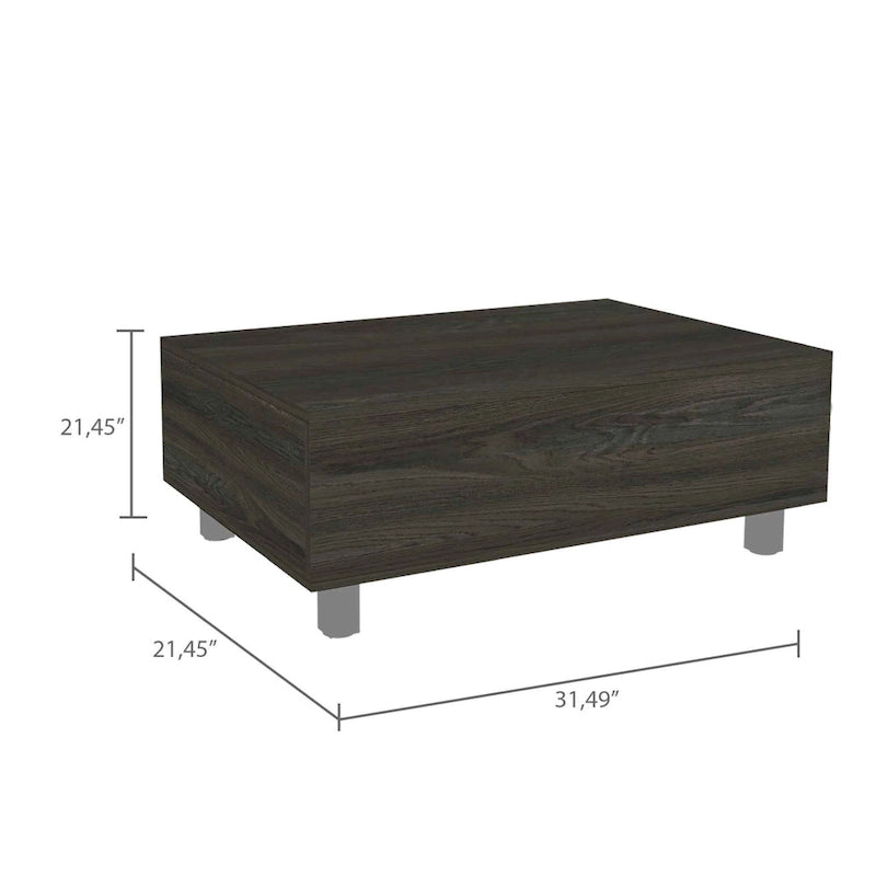 Table basse Boston relevable avec compartiment de rangement dissimulé
