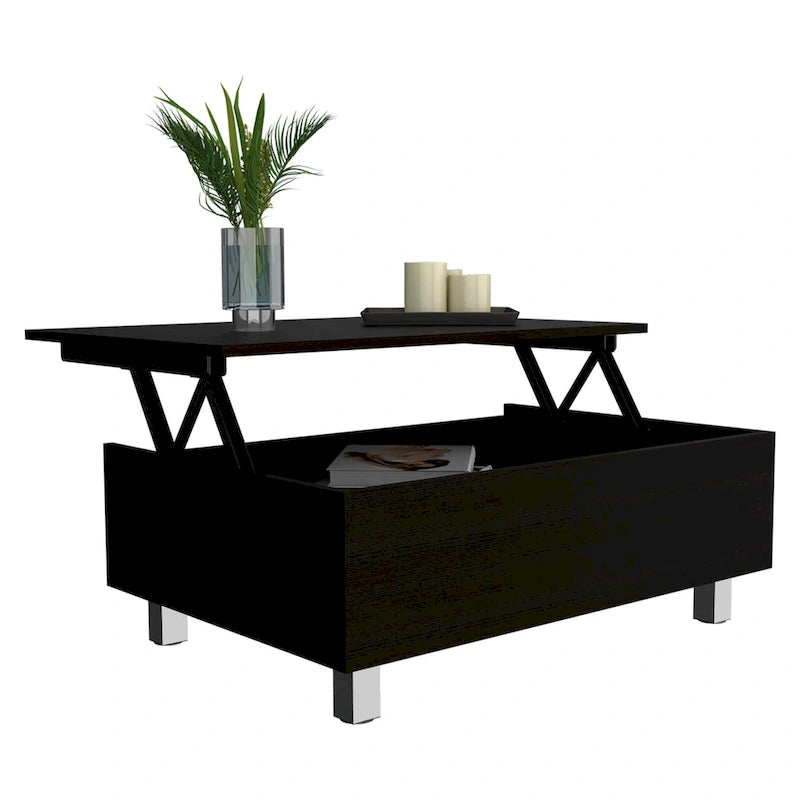 Table basse Boston relevable avec compartiment de rangement dissimulé