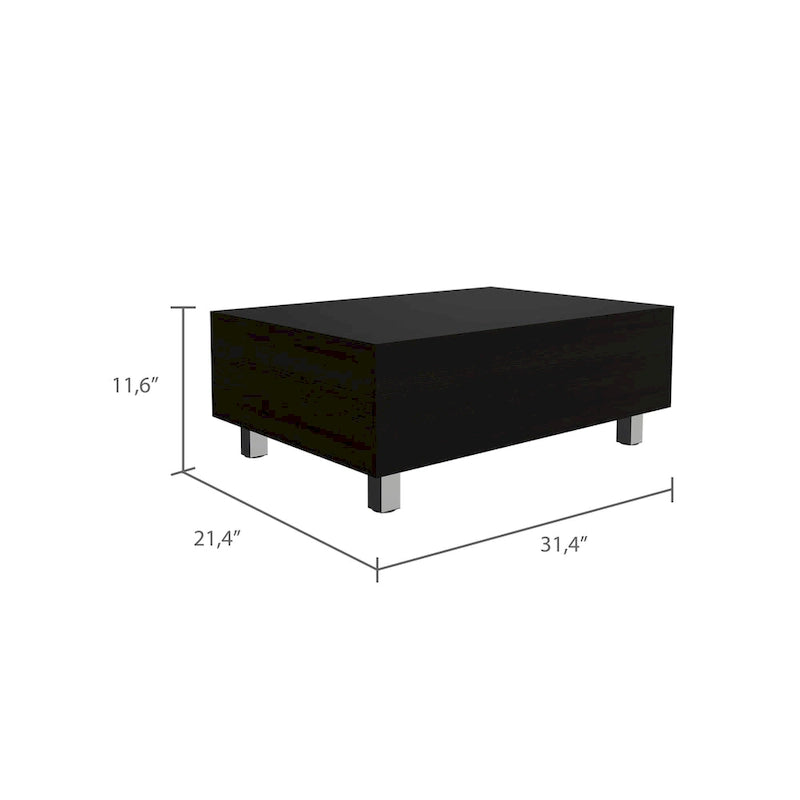 Table basse Boston relevable avec compartiment de rangement dissimulé