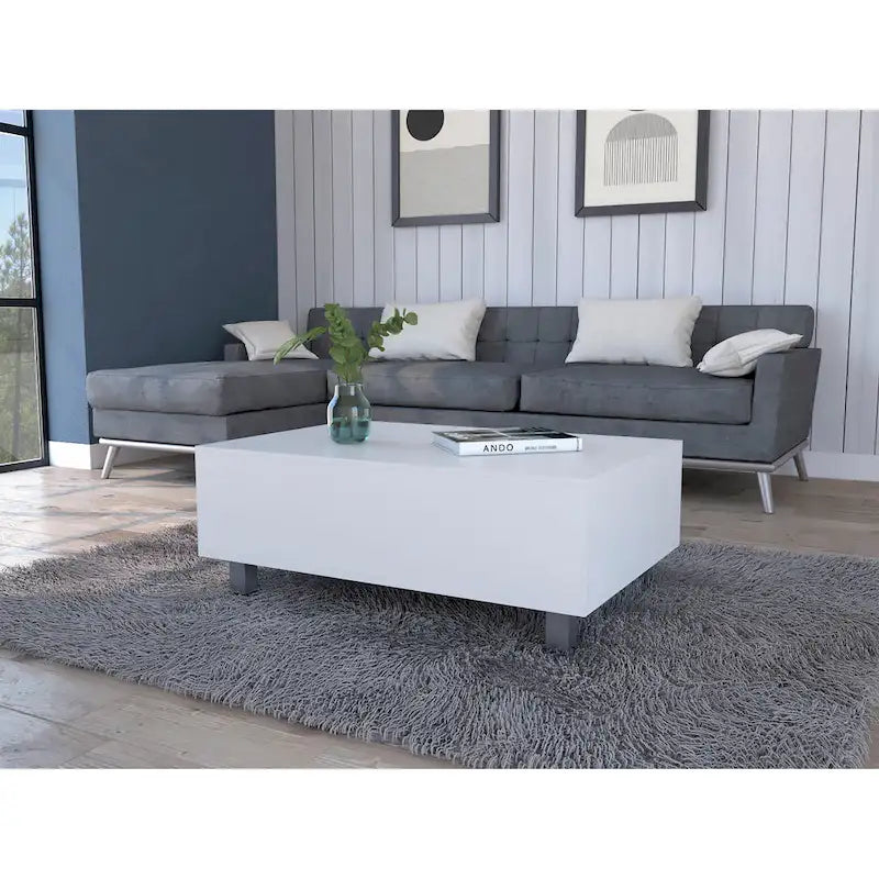 Table basse Boston relevable avec compartiment de rangement dissimulé