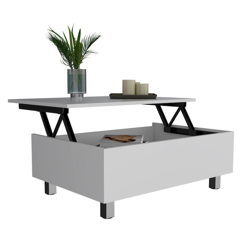 Table basse Boston relevable avec compartiment de rangement dissimulé