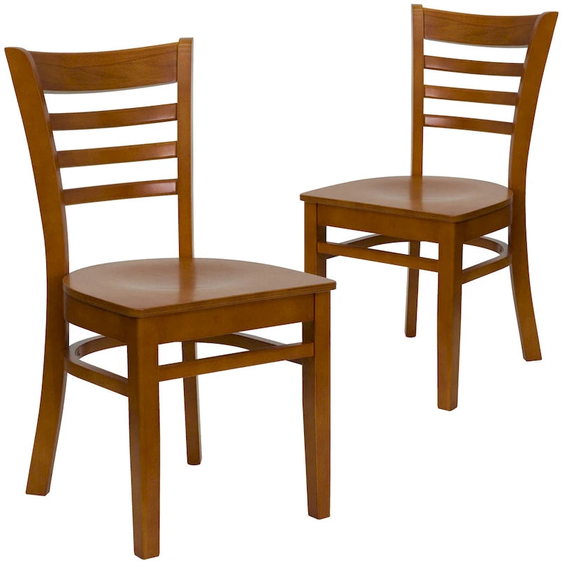 Chaise de restaurant à dossier à lattes en bois