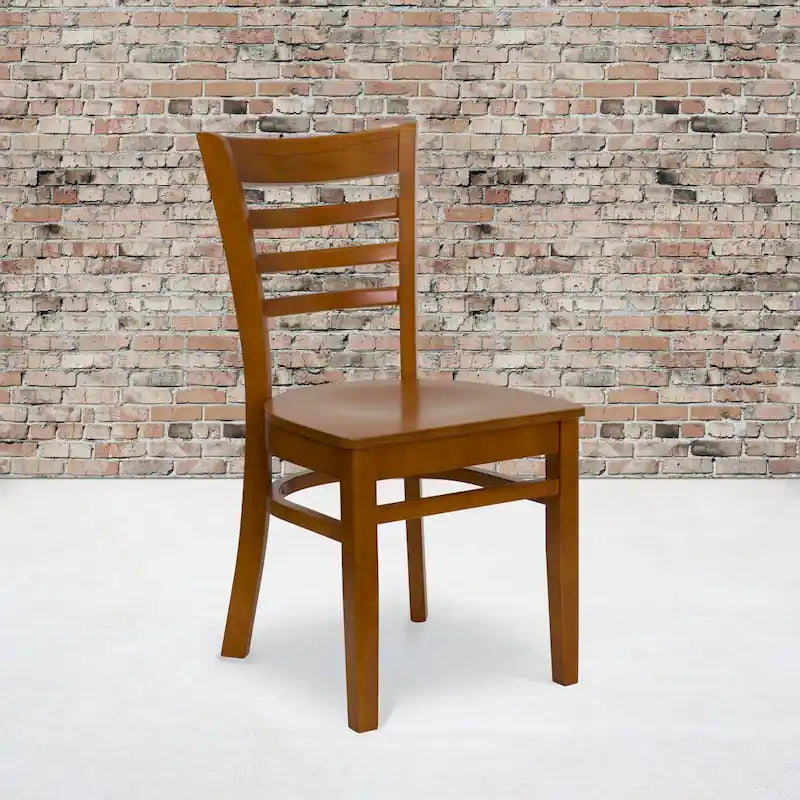 Chaise de restaurant à dossier à lattes en bois
