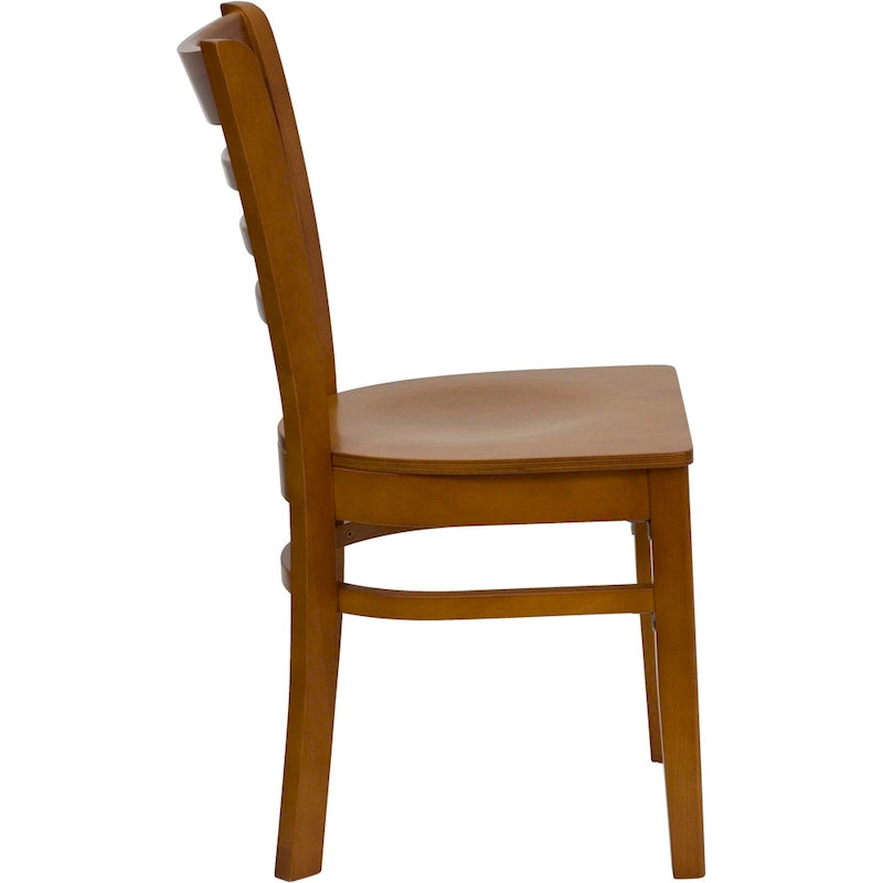 Chaise de restaurant à dossier à lattes en bois