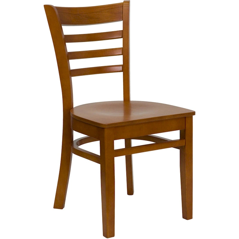 Chaise de restaurant à dossier à lattes en bois
