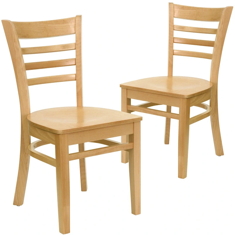 Chaise de restaurant à dossier à lattes en bois