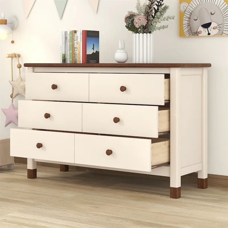 Commode de rangement en bois à 6 tiroirs