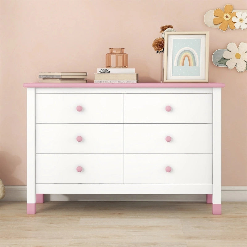 Commode de rangement en bois à 6 tiroirs