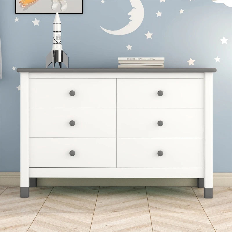 Commode de rangement en bois à 6 tiroirs