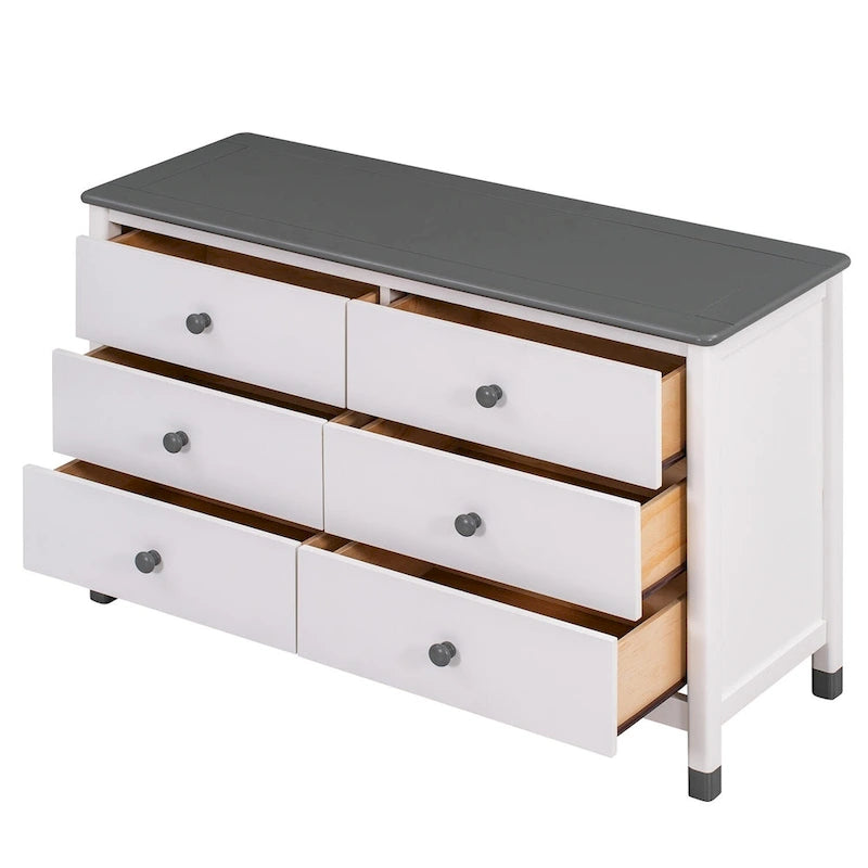 Commode de rangement en bois à 6 tiroirs