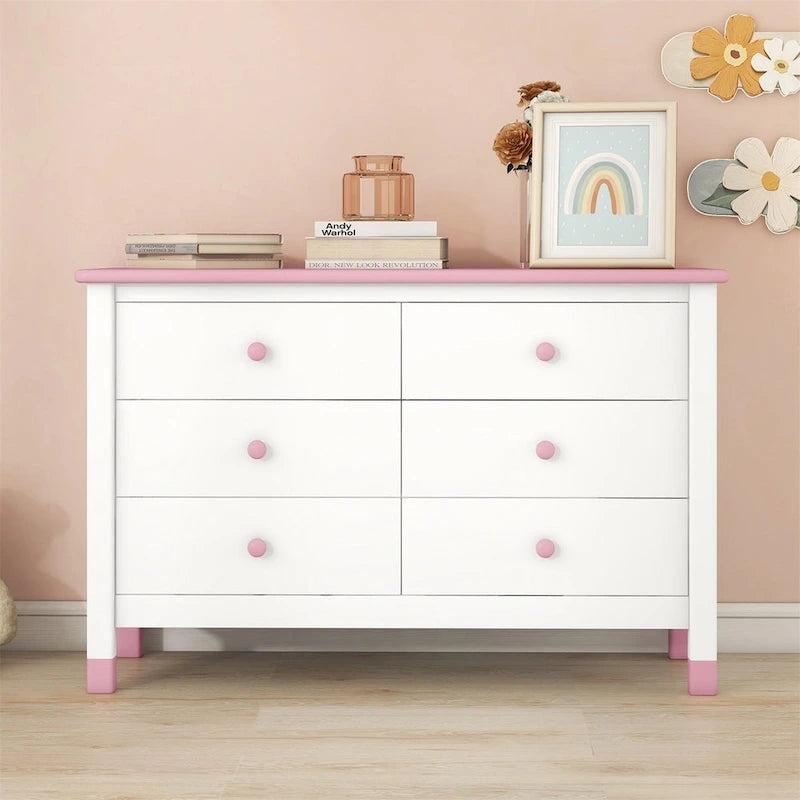 Commode de rangement en bois à 6 tiroirs