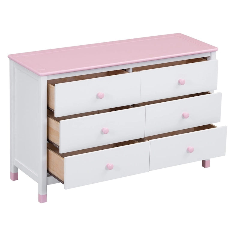 Commode de rangement en bois à 6 tiroirs