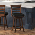 Tabouret de comptoir en bois à dossier échelle avec siège rembourré