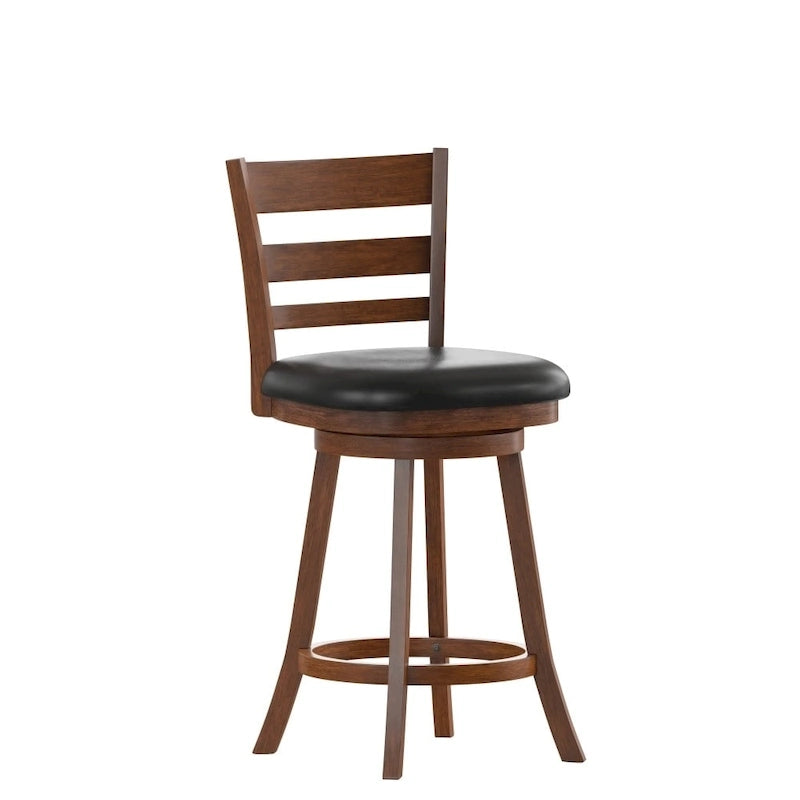 Tabouret de comptoir en bois à dossier échelle avec siège rembourré