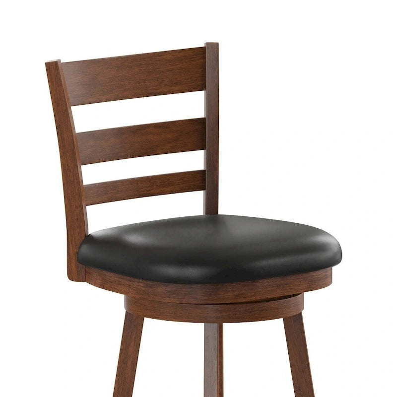 Tabouret de comptoir en bois à dossier échelle avec siège rembourré