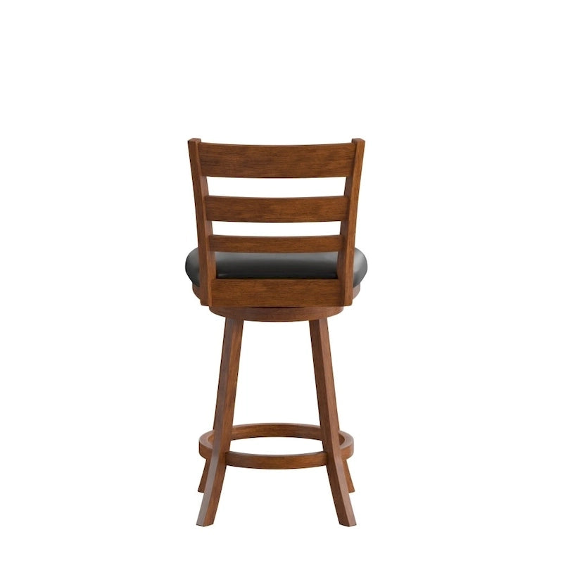 Tabouret de comptoir en bois à dossier échelle avec siège rembourré