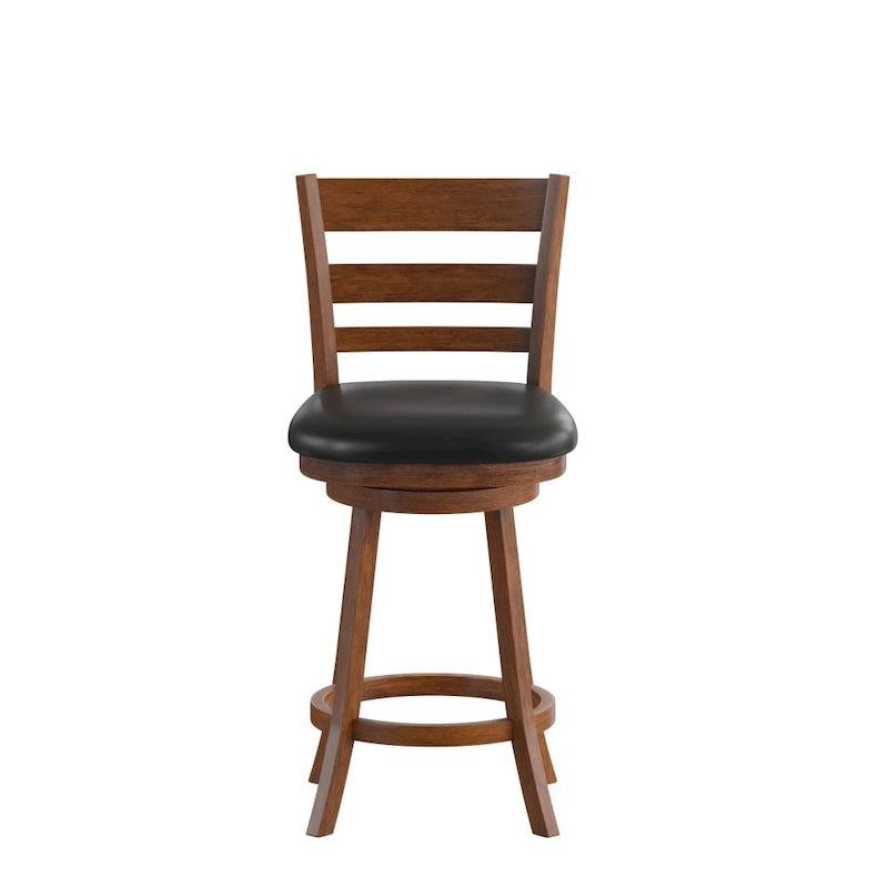 Tabouret de comptoir en bois à dossier échelle avec siège rembourré