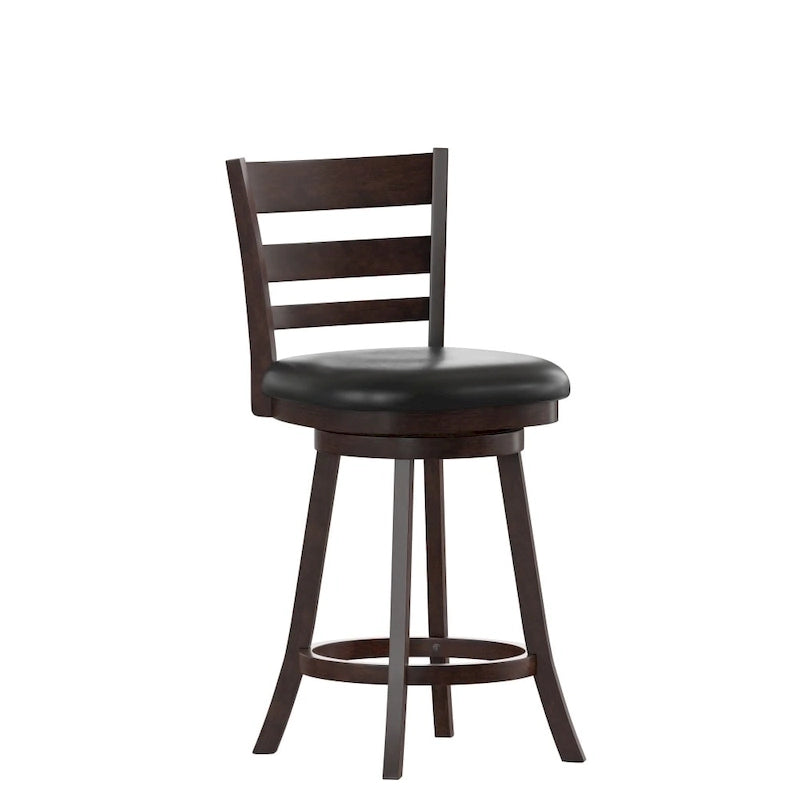 Tabouret de comptoir en bois à dossier échelle avec siège rembourré