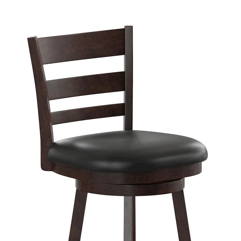 Tabouret de comptoir en bois à dossier échelle avec siège rembourré