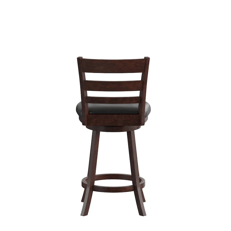 Tabouret de comptoir en bois à dossier échelle avec siège rembourré