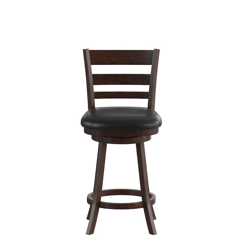 Tabouret de comptoir en bois à dossier échelle avec siège rembourré
