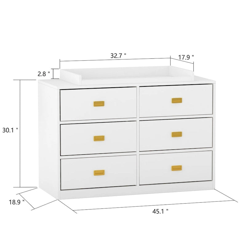 Commode à langer de 114,6 cm de large avec rangement